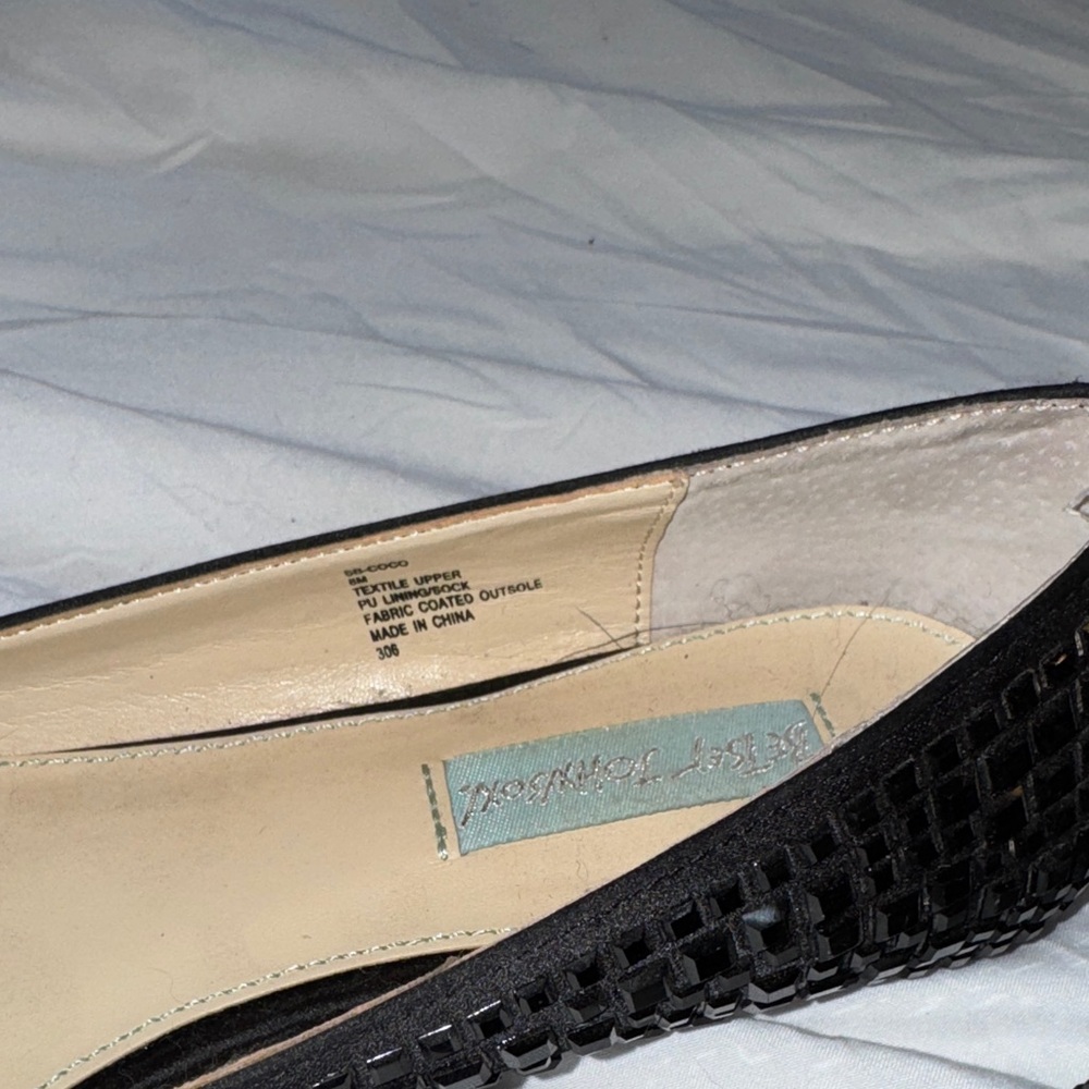 Betsey Johnson Black Rhinestone Women's Flats - Picture 10 of 10
